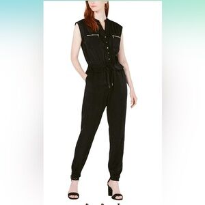 NWT Bar III Utility Contemporary Deep Black Jumpsuit Size XXS